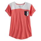 Girls 7-16 & Plus Size So&reg; Flippy Sequin Pocket V-neck Tee, Size: 16, Med Pink