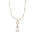 10k Gold Freshwater Cultured Pearl & Diamond Accent Y Necklace, Women's, Size: 17, White