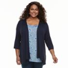 Plus Size Croft & Barrow&reg; Mock-layer Top, Women's, Size: 3xl, Light Blue