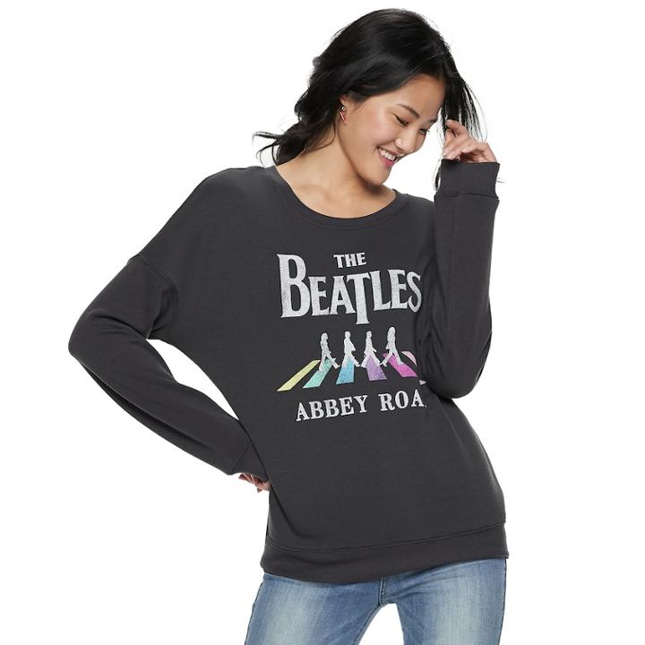 Juniors' The Beatles Glitter Abbey Road Top, Teens, Size: Xs, Med Grey