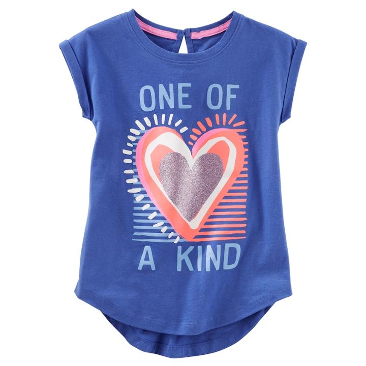 Girls 4-12 Oshkosh B'gosh&reg; One Of A Kinf Heart Graphic Tunic Top, Size: 6-6x, Med Blue