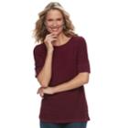 Women's Croft & Barrow&reg; Textured Roll-tab Boatneck Sweater, Size: Xs, Dark Red