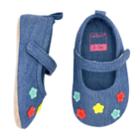 Baby Girl Carter's Flower Chambray Mary Jane Crib Shoes, Size: 3-6 Months, Blue (navy)
