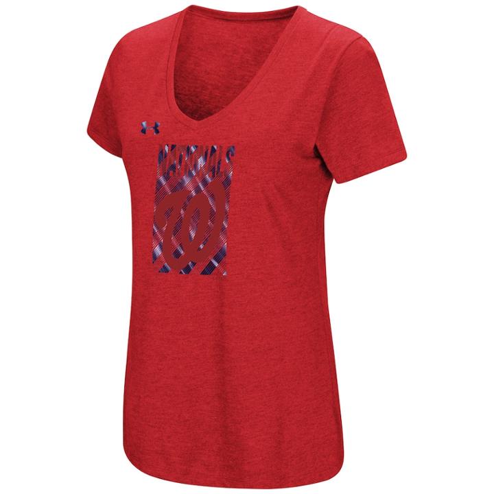 Women's Under Armour Washington Nationals Heat Gear Streak Tee, Size: Small, Med Red
