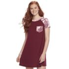 Juniors' Wallflower Velour Pocket T-shirt Dress, Teens, Size: Xs, Drk Orange
