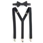 Men's Noel Pre-tied Bow Tie And Suspenders Set, Black