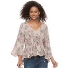 Juniors' American Rag Lace-up Floral Top, Women's, Size: Medium, Pink