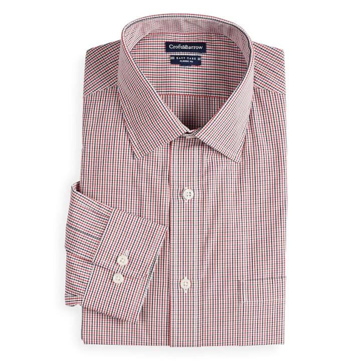 Men's Croft & Barrow&reg; Regular-fit Easy-care Spread-collar Dress Shirt, Size: 17.5 36/37, Red