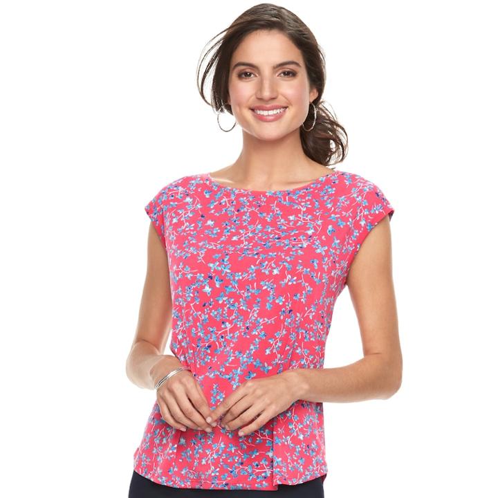 Women's Elle&trade; Printed Crepe Top, Size: Xxl, Pink