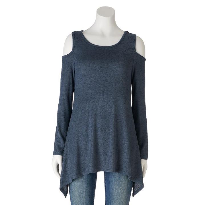 Women's Olivia Sky Handkerchief Cold-shoulder Tee, Size: Medium, Med Grey