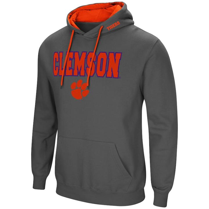 Men's Clemson Tigers Pullover Fleece Hoodie, Size: Xl, Grey (charcoal)