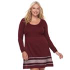 Juniors' Plus Size Cloud Chaser Ribbed Sweater Dress, Teens, Size: 2xl, Dark Red