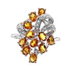 Sterling Silver Citrine And Diamond Accent Ring, Adult Unisex, Size: 7, Orange