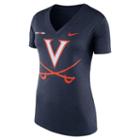 Women's Nike Virginia Cavaliers Striped Bar Tee, Size: Small, Blue (navy)