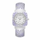 Vivani Women's Crystal Floral Cuff Watch, Size: Small, Purple