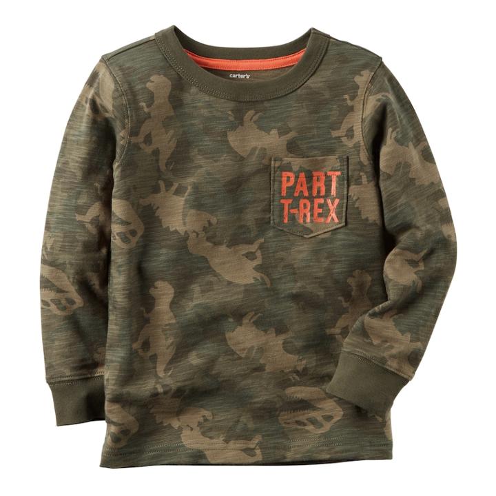 'boys 4-8 Carter's Dinosaur Camouflage Pocket Tee, Size: 8, Green