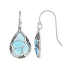Tori Hill Sterling Silver Marcasite & Blue Glass Teardrop Earrings, Women's