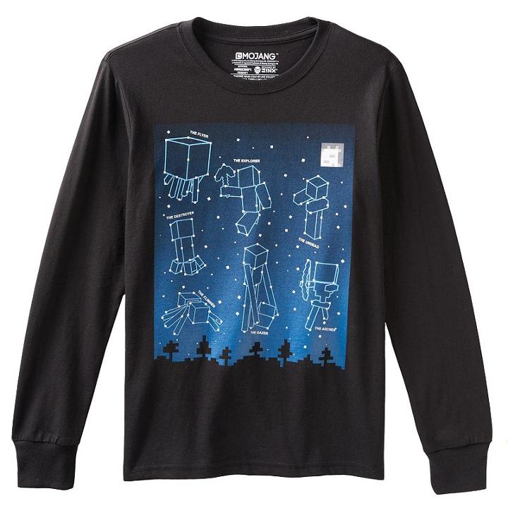 Boys 8-20 Minecraft Constellation Tee, Boy's, Size: Small, Black
