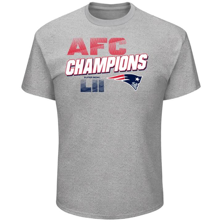 Men's New England Patriots 2017 Afc Champions Wonderstruck Tee, Size: Xl, Grey