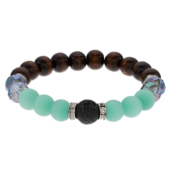 Believe In Blue Glass & Wood Bead Lava Stone Essential Oil Bracelet, Women's, Multicolor