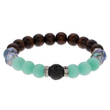 Believe In Blue Glass & Wood Bead Lava Stone Essential Oil Bracelet, Women's, Multicolor