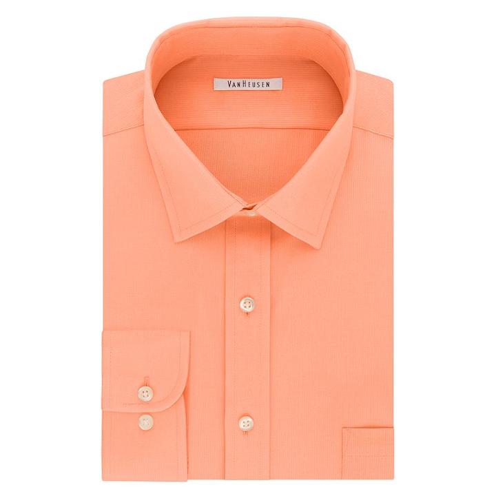 Men's Van Heusen Flex Collar Regular-fit Pincord Dress Shirt, Size: 17.5-32/33, Orange Oth