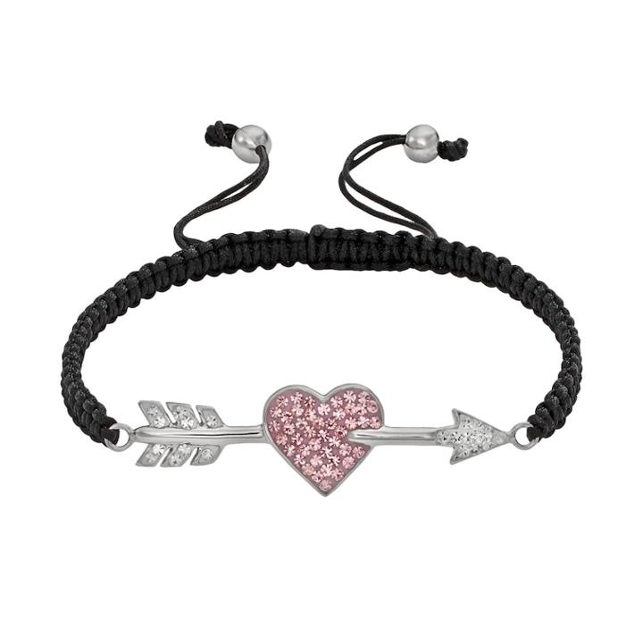 Amore By Simone I. Smith Platinum Over Silver Crystal Cupid's Arrow Slipknot Bracelet, Women's, Pink