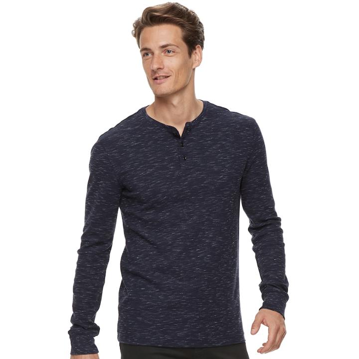 Men's Marc Anthony Regular-fit Waffle-weave Henley, Size: Small, Blue