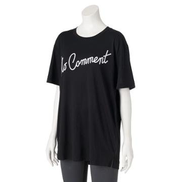 Juniors' Awake No Comment Oversized Graphic Tee, Girl's, Size: Large, Black