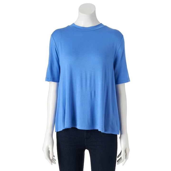 Women's Apt. 9&reg; Mockneck Tee, Size: Large, Blue (navy)