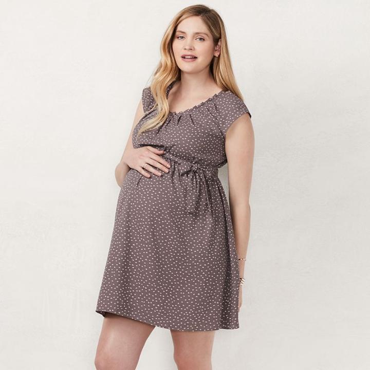Maternity Lc Lauren Conrad Pleated Fit & Flare Dress, Women's, Size: M-mat, White Oth