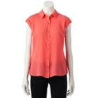 Women's Apt. 9&reg; Roll Cuff Blouse, Size: Large, Lt Orange