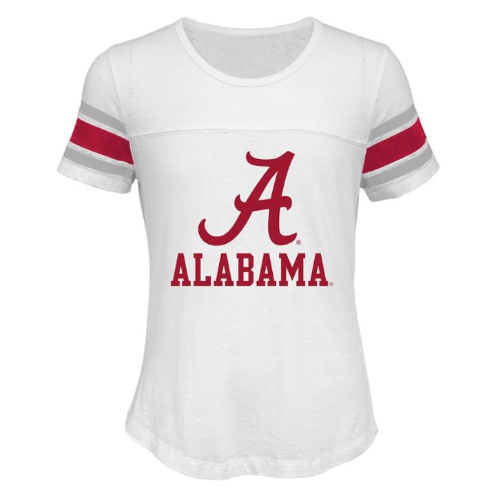 Girls 7-16 Alabama Crimson Tide Team Pride Burnout Tee, Size: S 7-8, White