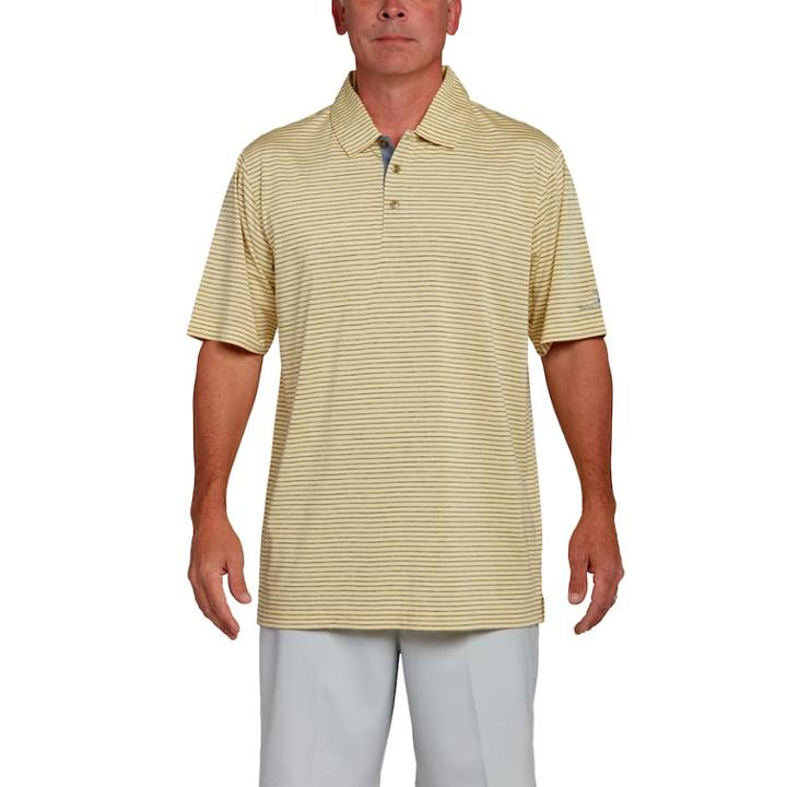 Men's Pebble Beach Classic-fit Striped Performance Golf Polo, Size: Large, Drk Yellow