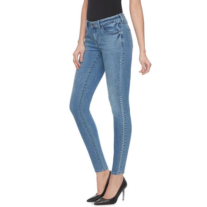 Women's Jennifer Lopez Studded Skinny Jeans, Size: 8 - Regular, Dark Blue