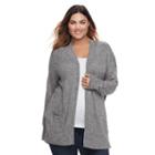 Plus Size Sonoma Goods For Life&trade; Open-font Cardigan, Women's, Size: 1xl, Dark Grey