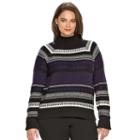 Plus Size Chaps Jacquard Mockneck Sweater, Women's, Size: 2xl, Black