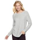 Women's Sonoma Goods For Life&trade; Cable Knit Yoke Crewneck Sweater, Size: Large, Light Grey
