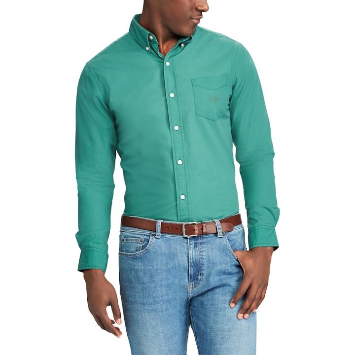 Men's Chaps Classic-fit Stretch Button-down Shirt, Size: Small, Green