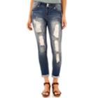 Juniors' Wallflower Luscious Ripped Embellished Ankle Jeans, Size: 9, Orange Oth