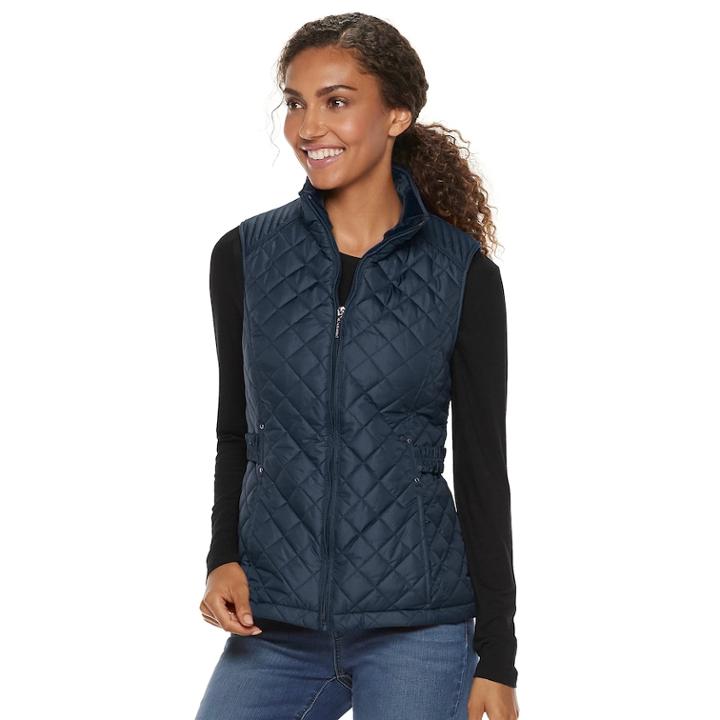 Women's Weathercast Quilted Velour-lined Vest, Size: Xl, Grey