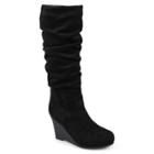 Journee Collection Haze Women's Wedge Slouch Knee High Boots, Size: Medium (10), Black