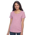 Women's Croft & Barrow&reg; Henley Tee, Size: Small, Med Pink