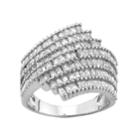 Sterling Silver Lab-created White Sapphire Bypass Ring, Women's, Size: 8