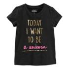 Girls 4-12 Oshkosh B'gosh&reg; Today I Want To Be A Unicorn Foil Graphic Tee, Size: 8, Black