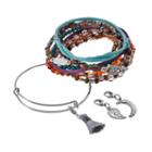 Mudd&reg; Crescent, Leaf & Tassel Charm Bracelet Set, Girl's, Brown