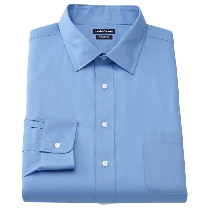 Men's Croft & Barrow&reg; Slim-fit Easy Care Spread-collar Dress Shirt, Size: 17 36/37, Blue