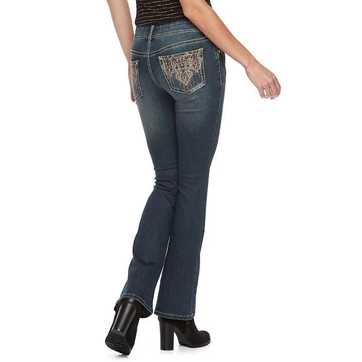 Women's Apt. 9&reg; Embellished Bootcut Jeans, Size: 8 T/l, Med Blue