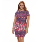 Plus Size Suite 7 Ikat Shift Dress, Women's, Size: 20 W, Pink Other