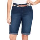 Women's Gloria Vanderbilt Joslyn Belted Bermuda Jean Shorts, Size: 14, Brt Blue
